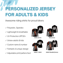 Load image into Gallery viewer, Custom motocross jersey American kid&amp;adult UPF30+ orange dirt bike racing off-road motorcycle| NMS878