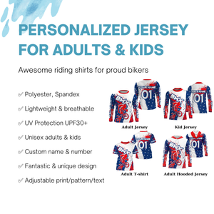 Patriotic BMX jersey Personalized UPF30+ USA Cycling gear American adult kid BMX bike shirt| SLC23