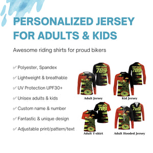 Orange BMX racing jersey Personalized UPF30+ Skull off-road bike shirts Adult kid cycling clothes| SLC33