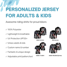 Load image into Gallery viewer, Custom logo Motocross racing jersey UPF30+ Patriotic Work Less Ride More dirtbike rider motorcycle NMS1011