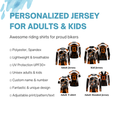 Load image into Gallery viewer, Personalized MotoX jersey UPF30+ orange dirt bike racing motorcycle off-road riders long sleeves| NMS913