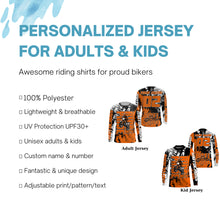 Load image into Gallery viewer, Ride With Pride Personalized Motocross Jersey UPF30+ Orange Kid Adult MX Racing Off-road Dirt Bike NMS1192