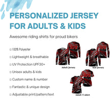 Load image into Gallery viewer, Youth adult dirt bike jersey custom Motocross racing UPF30+ red off-road shirt motorcycle extreme PDT308