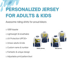 Load image into Gallery viewer, Kid&amp;Adult Custom Motocross Jersey UPF30+ Blue Dirt Bike MX Racing Dirt More Ride More Off-road NMS1288