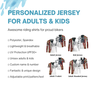 Dirtbike racing jersey UPF30+ custom Patriotic Motocross off-road American flag motorcycle racewear NMS929