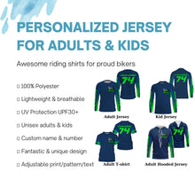Load image into Gallery viewer, Custom motocross jersey blue UPF30+ kids men women dirt bike racing enduro motorcycle off-road NMS1028