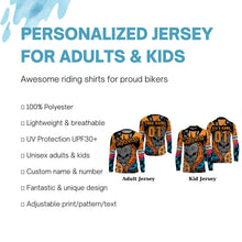 Load image into Gallery viewer, Custom Skull Motocross Jersey UPF30+ Youth&amp;Adult Orange Dirt Bike MX Racing Off-road Long Sleeves NMS1258