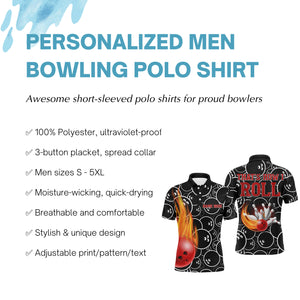 Flame Men Polo Bowling Shirt, That's How I Roll Personalized Bowlers Jersey NBP82