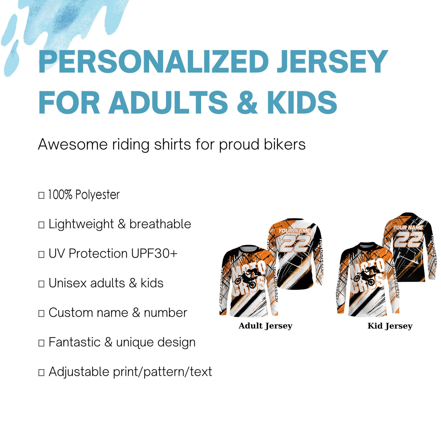 Personalized Motocross Jersey UPF30+ Throttle It Kid Adult Dirt Bike MX Racing Long Sleeves NMS1120
