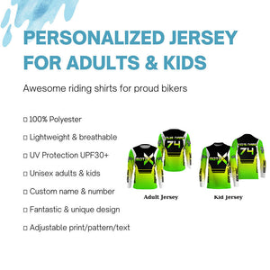 Personalized Jersey For Motocross Youth Men Women UPF30+ Dirt Bike Shirt Boys Girls MotoX Racing PDT458