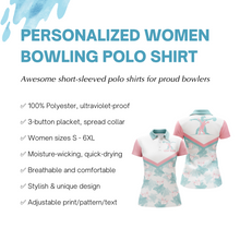 Load image into Gallery viewer, Personalized Women Polo Bowling Shirt Tropical Pattern Short Sleeve Polo Female Bowlers Jersey NBP29