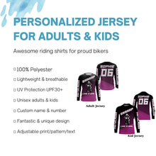 Load image into Gallery viewer, Braaap Like A Girl personalized motocross jersey UPF30+ dirt bike women kids racing long sleeves NMS1072