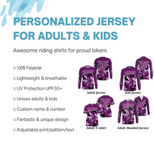 Load image into Gallery viewer, Motogirl purple camo custom motocross jersey UPF30+ girls women dirt bike Powersports long sleeves NMS1038