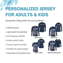Load image into Gallery viewer, Men women kids jersey for dirt bike custom UPF30+ blue motocross racing xtreme off-road motorcycle PDT102