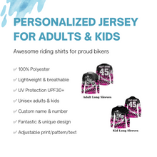 Load image into Gallery viewer, Girls Women Pink Personalized Motocross Jersey UPF30+ Brap Dirt Bike Racing Long Sleeves NMS1182