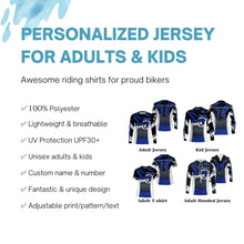 Load image into Gallery viewer, Blue BMX racing jersey Personalized UPF30+ adult kid riding BMX shirt extreme sports cycling gear| SLC102