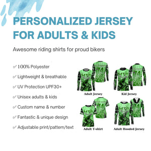 MTB life Personalized adult kid MTB jersey UPF30+ Green mountain bike gear Cycling downhill shirt| SLC226