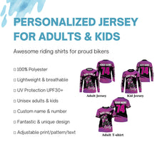 Load image into Gallery viewer, Personalized Motocross jersey women girls MX racing shirt UPF30+ motorcycle long sleeves off-road PDT315