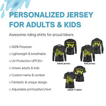 Load image into Gallery viewer, Custom number&amp;name dirt bike racing jerseys black motocross youth men women UV offroad long sleeve PDT164