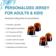 Load image into Gallery viewer, Orange custom motocross jersey UPF30+ adult&amp;kid MX racing dirt bike off-road motorcycle| NMS856