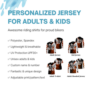 Orange custom dirt bike jersey UPF30+ kid&adult riders motocross racing off-road motorcycle shirt| NMS880