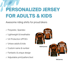 Load image into Gallery viewer, Personalized Orange BMX racing jersey UPF30+ kid adult camo bike shirt enduro cycling gear| SLC53