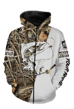 Load image into Gallery viewer, King Salmon Personalized fishing tattoo camo all-over print long sleeve, T-shirt, Hoodie, Zip up hoodie - FSA7