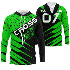 Personalized Racing Cross Jersey UPF30+ Adults & Kid Star Green Dirt Bike MX Motorcycle Off-road Riders| NMS684