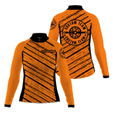 Load image into Gallery viewer, Orange Women cycling jersey Custom name cycle gear with 3 pockets Anti-UV full zip MTB BMX racewear| SLC119