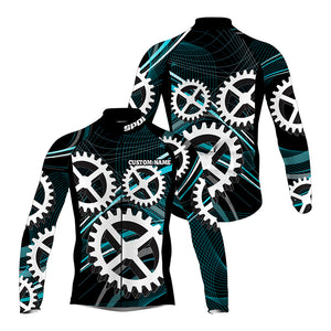Black cycling jersey mens UPF50+ custom bike shirts with back pockets Sprocket bicycle sportswear| SLC213