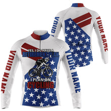 Load image into Gallery viewer, American Flag Mens Cycling Jersey - Retirement Plan on Cycling, Funny Bicycle Shirt Custom Name NMS859