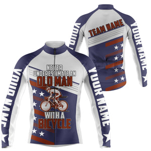 American Flag Cycling Jersey - Never Underestimate An Old Man with A Bicycle Custom Team NMS857