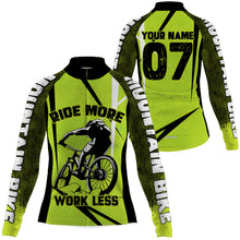 Load image into Gallery viewer, Custom MTB Cycling Jersey Ride More Work Less Mountain Bike Green Bicycling Shirt| NMS831