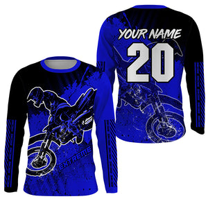 Motocross for kid men women jersey custom UPF30+ off-road dirt bike blue racing shirt motorcycle PDT321