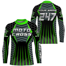 Load image into Gallery viewer, Personalized green Motocross jersey men women kid racing UPF30+ biker off-road motorcycle shirt PDT301