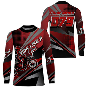 Youth adult dirt bike jersey custom Motocross racing UPF30+ red off-road shirt motorcycle extreme PDT308