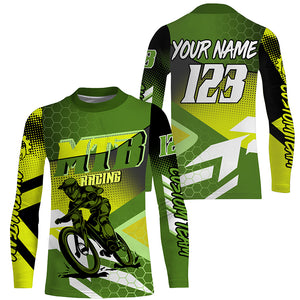 Kids adult MTB jersey UPF30+ mountain bike shirt Green downhill cycling clothes boys girls| SLC249