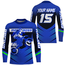 Load image into Gallery viewer, Blue MX youth men women jersey personalized Motocross off-road UPF30+ dirt bike shirt racing PDT333