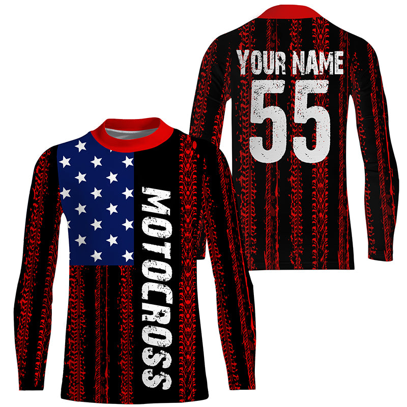 Dirt bike riding jersey Motocross kid&adult UV patriotic flag USA off-road custom extreme MX shirt PDT246