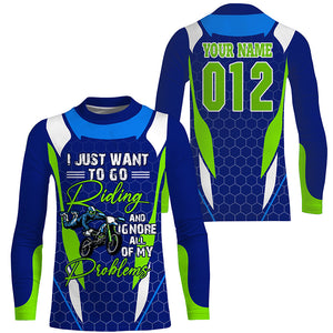 Personalized Biker Jersey UPF30+ I Just Want to Go Riding Motocross MX Racing Shirt NMS1156