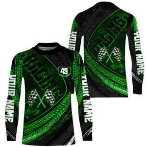 Dirtbike Racing Jersey UPF30+ Personalized Motocross Off-road Riders Tire Track Green Riding Jersey| NMS607