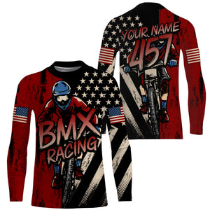 Custom Patriotic BMX racing jersey American UPF30+ freestyle Adult kid shirt USA cycling gear| SLC72