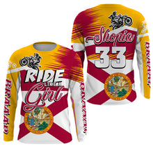 Load image into Gallery viewer, Florida Motocross Girls Jersey Custom Name Ride Like A Girl FL Dirt Bike Off Road Motorcycle Women Riders| NMS827