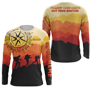 Personalized UV Shirts for Men Follow Your Route Mountain Jersey UPF Shirt Hiking Clothes Hike Shirt for Men SP126