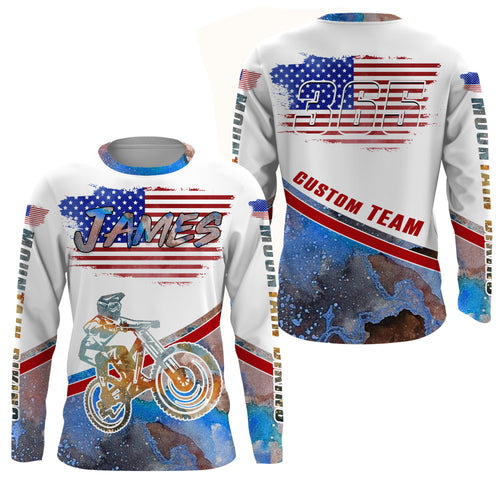Personalized Adult kid MTB jersey UPF30+ patriotic mountain bike riding gear Downhill cycling shirt| SLC18