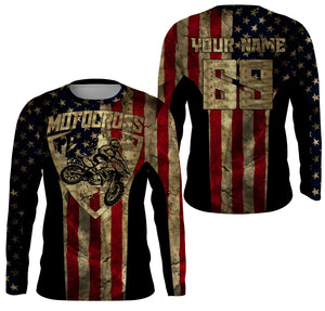 US Motocross Jersey Personalized UPF30+ Adult&Kid Patriotic Motocross Racing Motorcycle Offroad Riders| NMS724