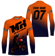 Load image into Gallery viewer, Orange custom motocross jersey UPF30+ adult&amp;kid MX racing dirt bike off-road motorcycle| NMS856