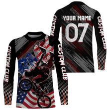 Load image into Gallery viewer, Personalized adult kid BMX jersey Patriotic UPF30+ USA riding racewear American cycling shirt| SLC31