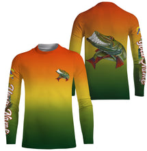 Load image into Gallery viewer, Musky fishing custom name with funny Muskie ChipteeAmz&#39;s art UV protection shirts AT025