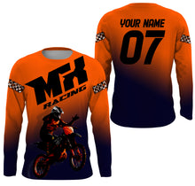 Load image into Gallery viewer, Orange custom motocross jersey UPF30+ adult&amp;kid MX racing dirt bike off-road motorcycle| NMS856